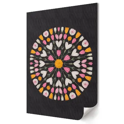 Tablou canvas cu mandală florală pe fundal întunecat