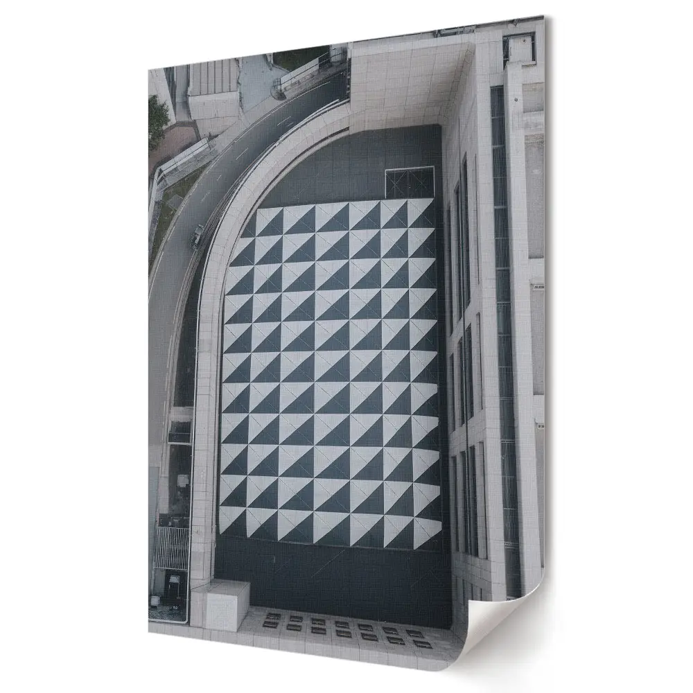 Tablou canvas cu grafică murală și modele geometrice în perspectivă