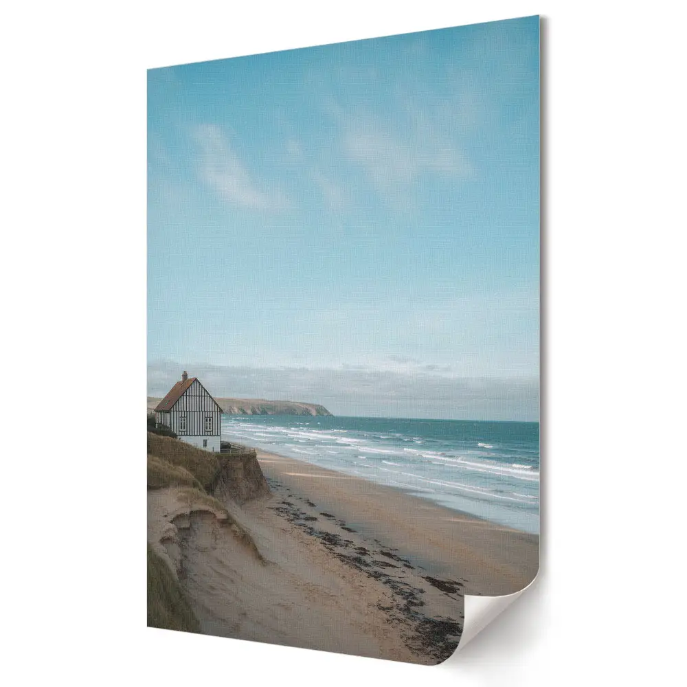 Tablou canvas cu peisaj de coastă și căsuță pitorească