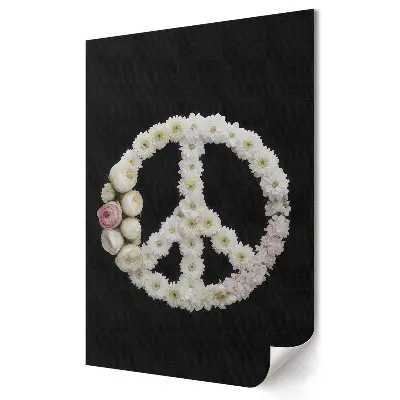 Poster decorativ cu simbol floral al păcii pe fundal negru