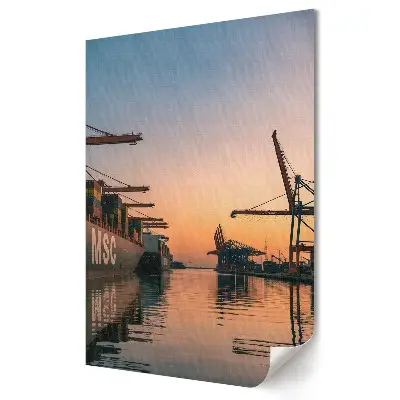 Poster decorativ cu apus de soare peste port maritim