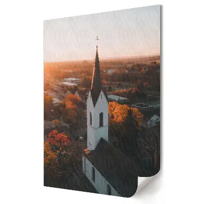 Poster decorativ cu biserică în lumină aurie