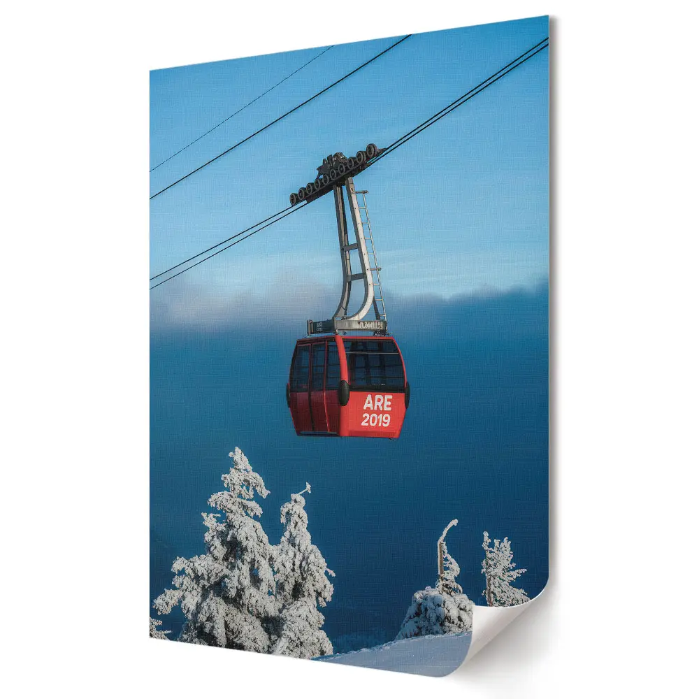 Poster de perete cu gondola de iarnă în munți