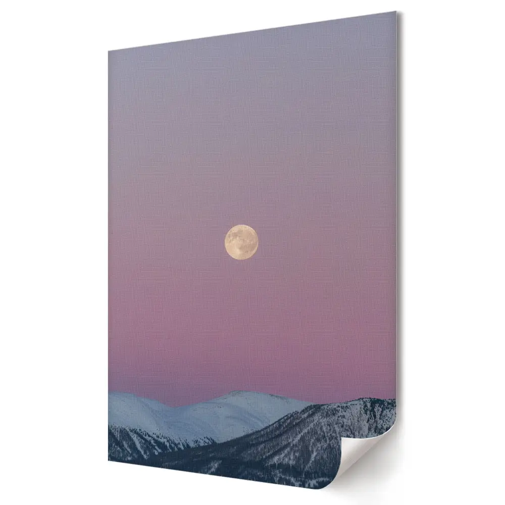 Poster decorativ cu lună magică și peisaj montan