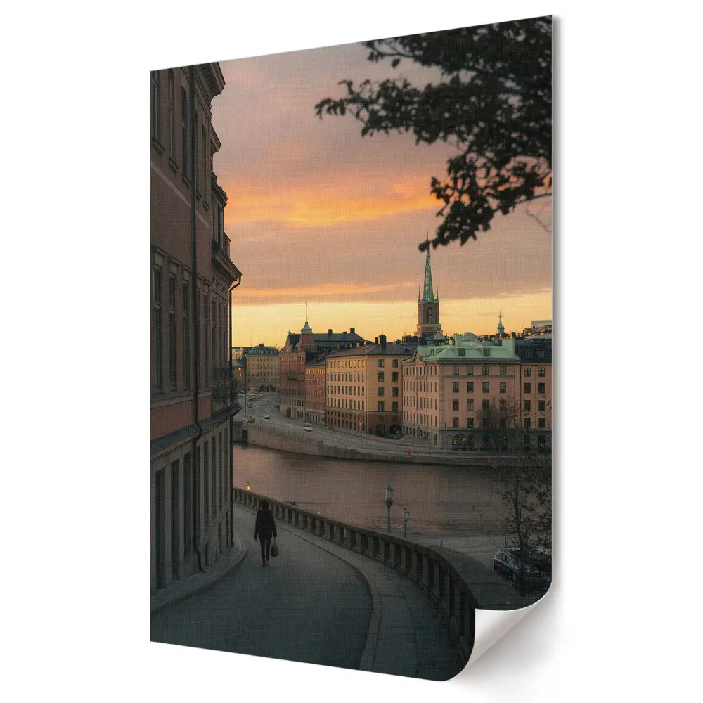 Poster de perete cu apus de soare peste Stockholm