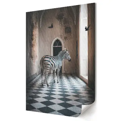 Tablou canvas cu zebră într-un interior misterios