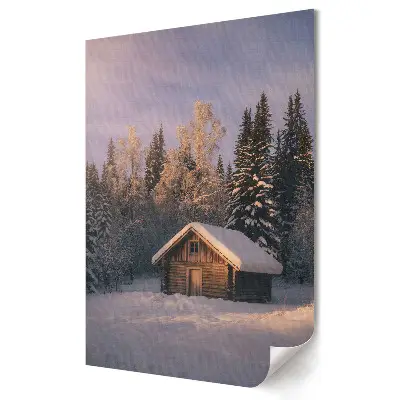 Poster decorativ O căsuță de iarnă într-o pădure pitorească