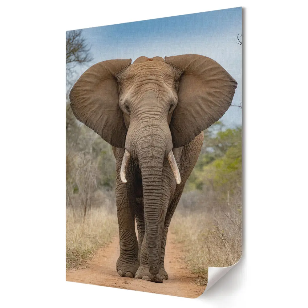 Tablou canvas cu elefant pe o potecă în pădure
