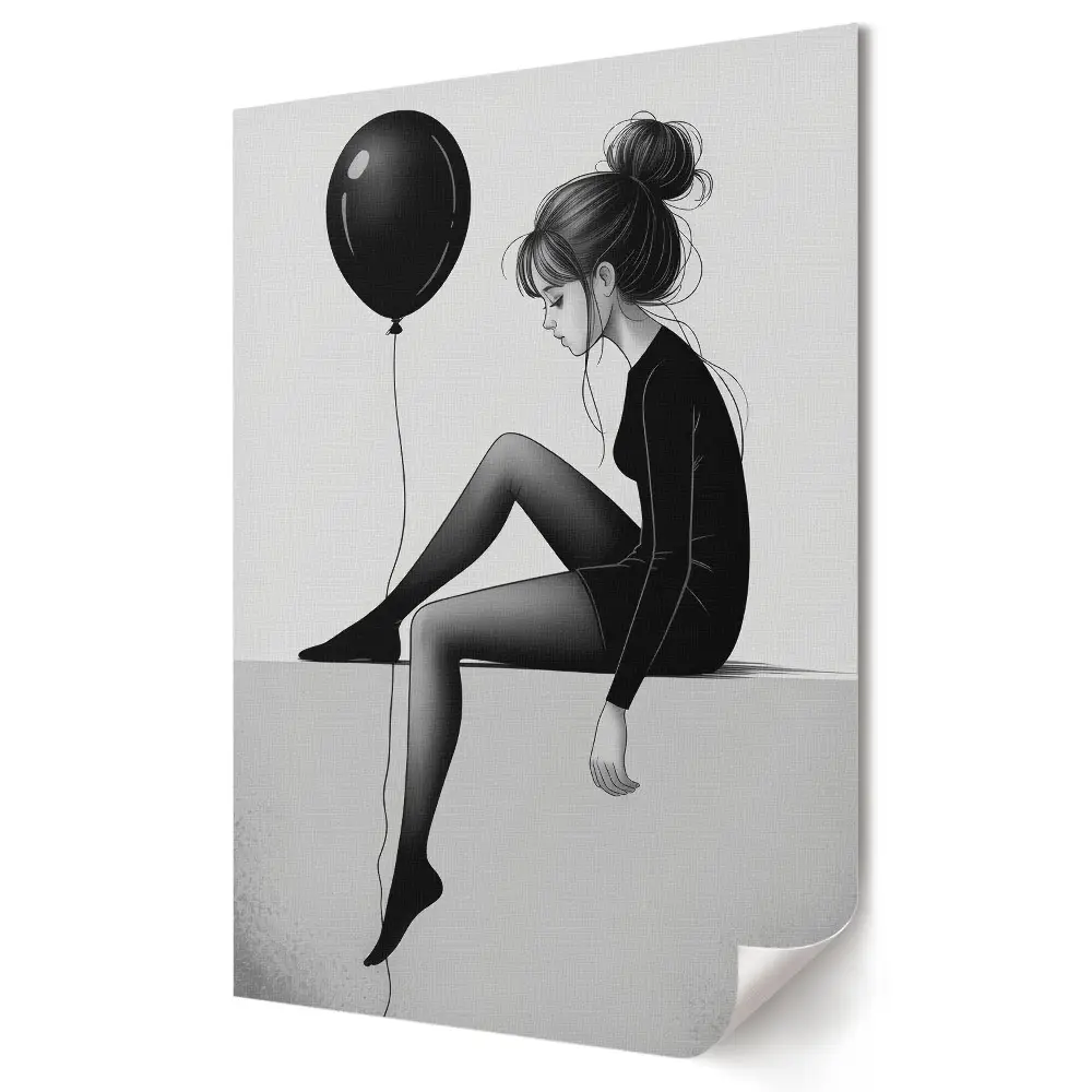 Poster de perete Singurătate cu un balon negru
