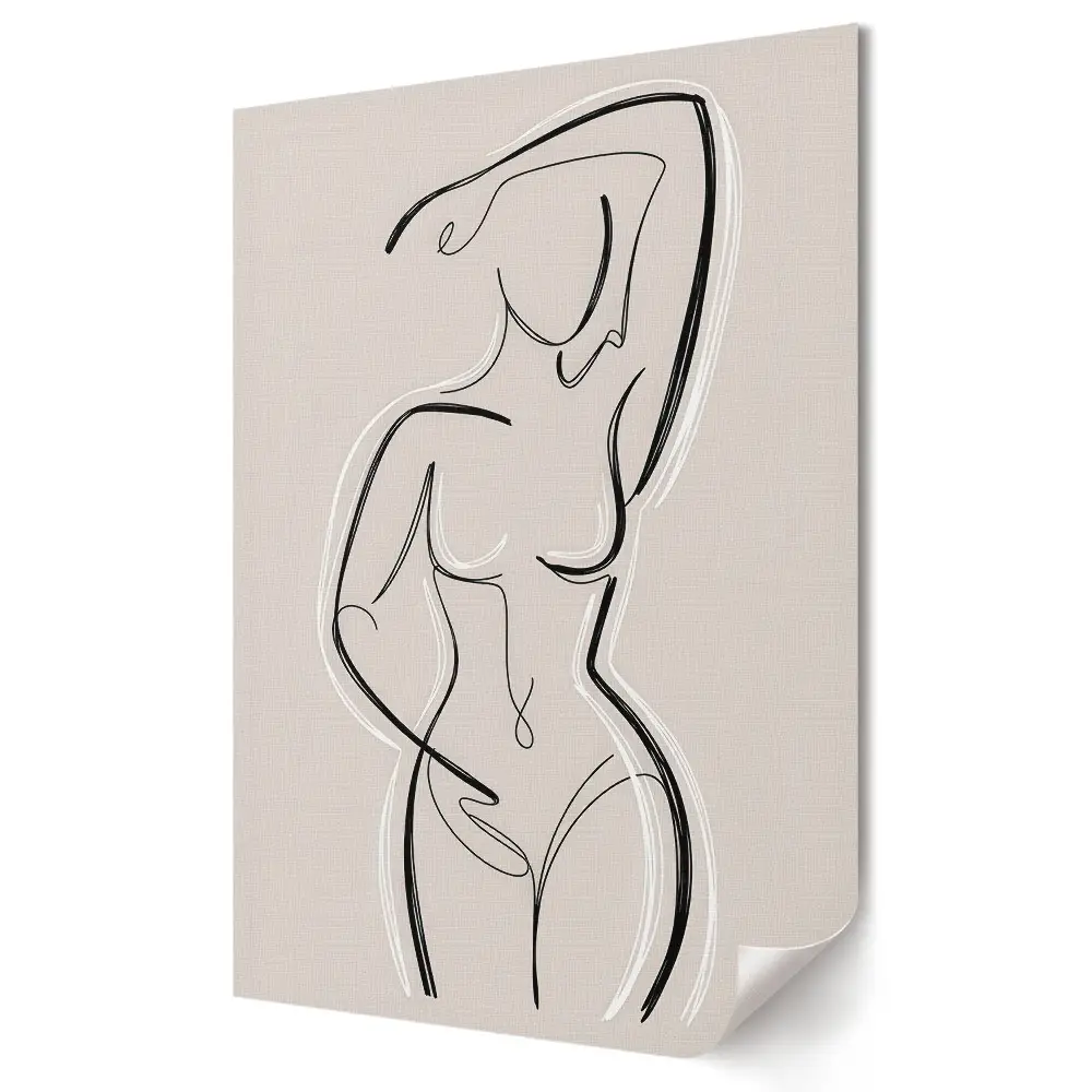 Poster decorativ cu siluetă feminină minimalistă desenată în linii
