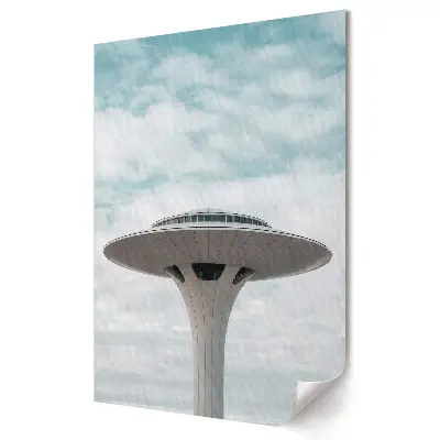 Tablou canvas cu grafică murală reprezentând arhitectură futuristă în nori