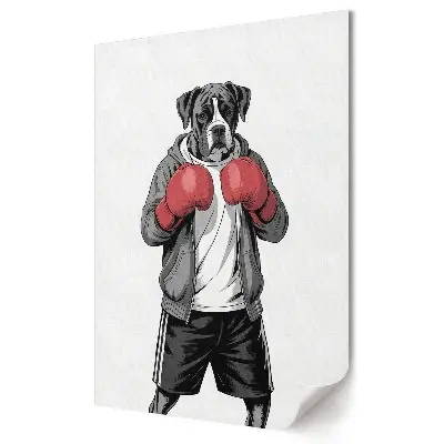 Poster de perete cu un câine boxer purtând mănuși de box