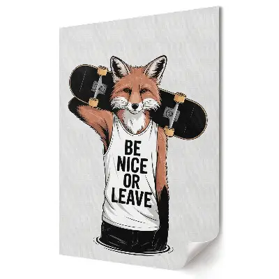 Poster de perete cu vulpe pe skateboard și mesaj