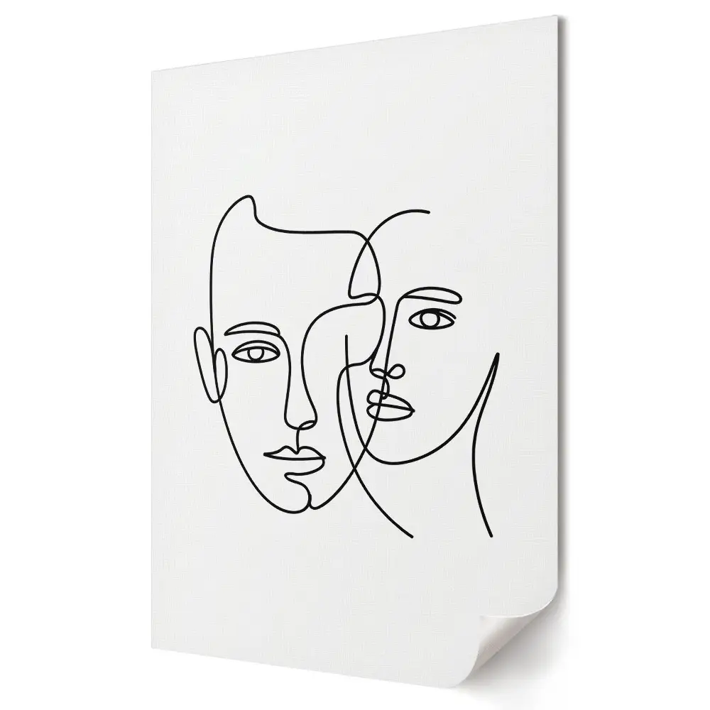 Poster decorativ cu fețe minimaliste reprezentând iubirea și identitatea