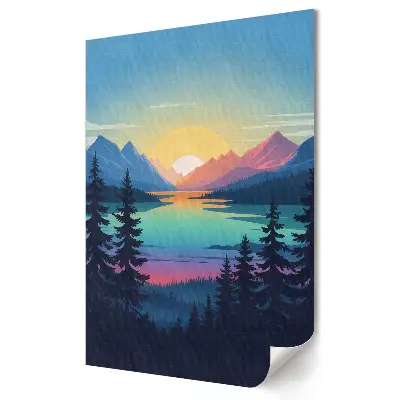 Poster de perete cu apus de soare magic peste lac
