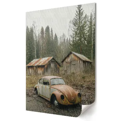 Poster de perete cu natură abandonată și mașină veche