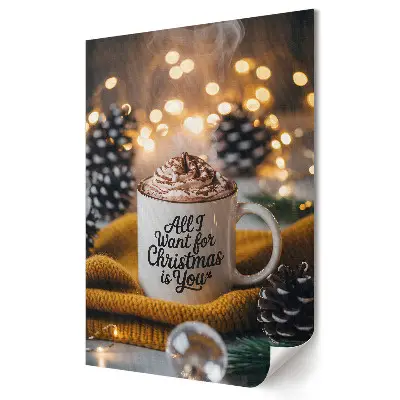 Poster decorativ cu atmosferă caldă de Crăciun și cafea