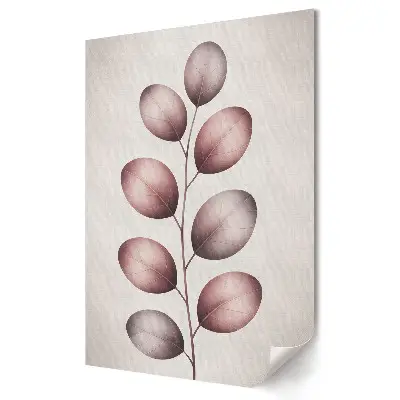 Tablou canvas cu grafică murală reprezentând frunze delicate în nuanțe pastelate