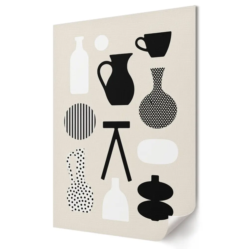 Poster decorativ cu forme minimaliste în alb și negru