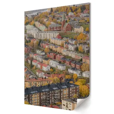 Poster de perete cu panoramă colorată a peisajului urban tomnatic