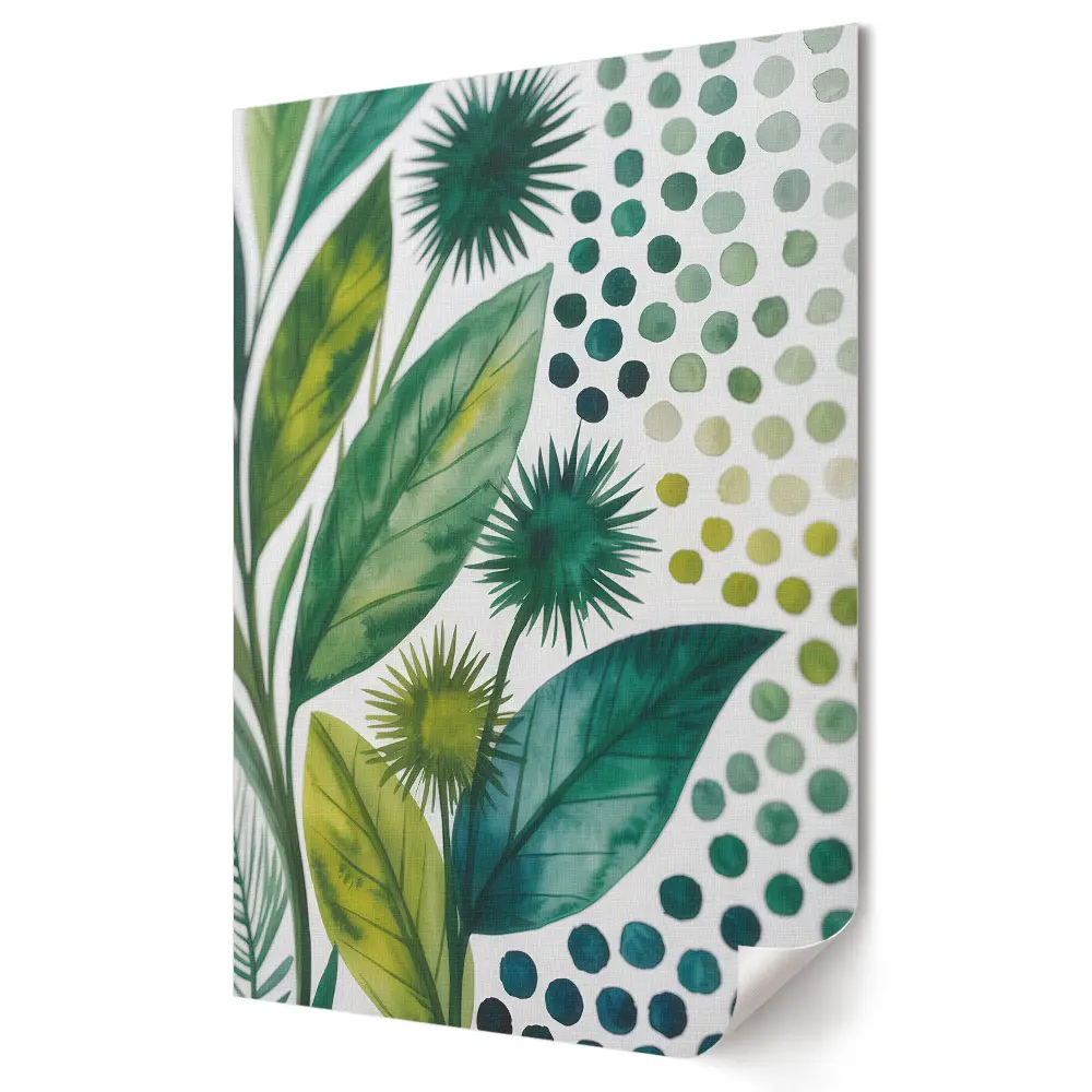 Tablou canvas cu grafică murală Armonia verde a modelelor vegetale