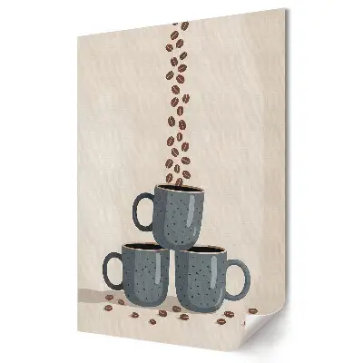 Poster decorativ cu trei cești de cafea și boabe