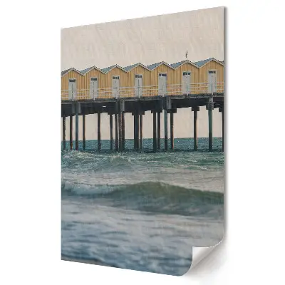Tablou canvas cu case colorate pe dig lângă mare