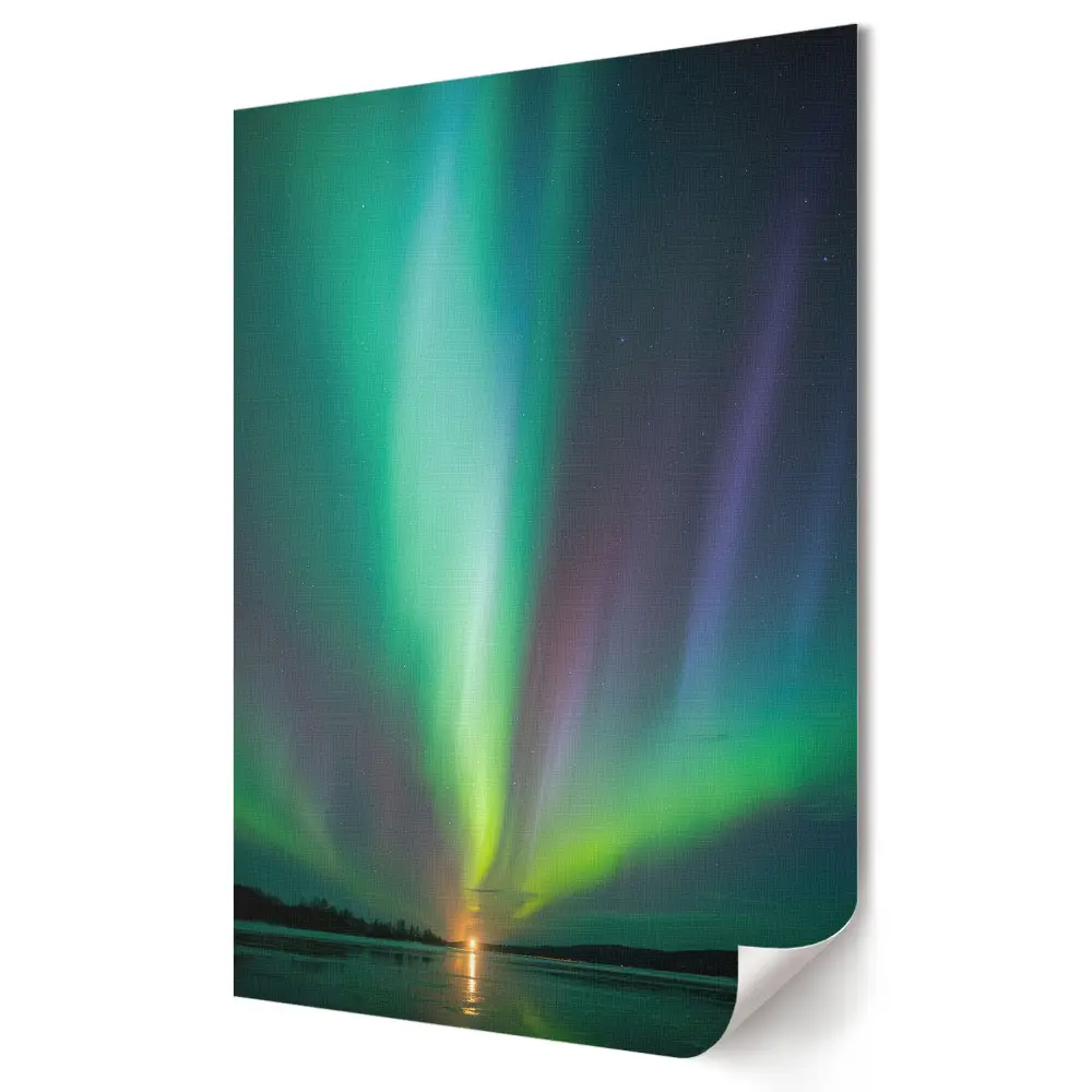 Tablou canvas cu Aurora boreală spectaculoasă deasupra lacului