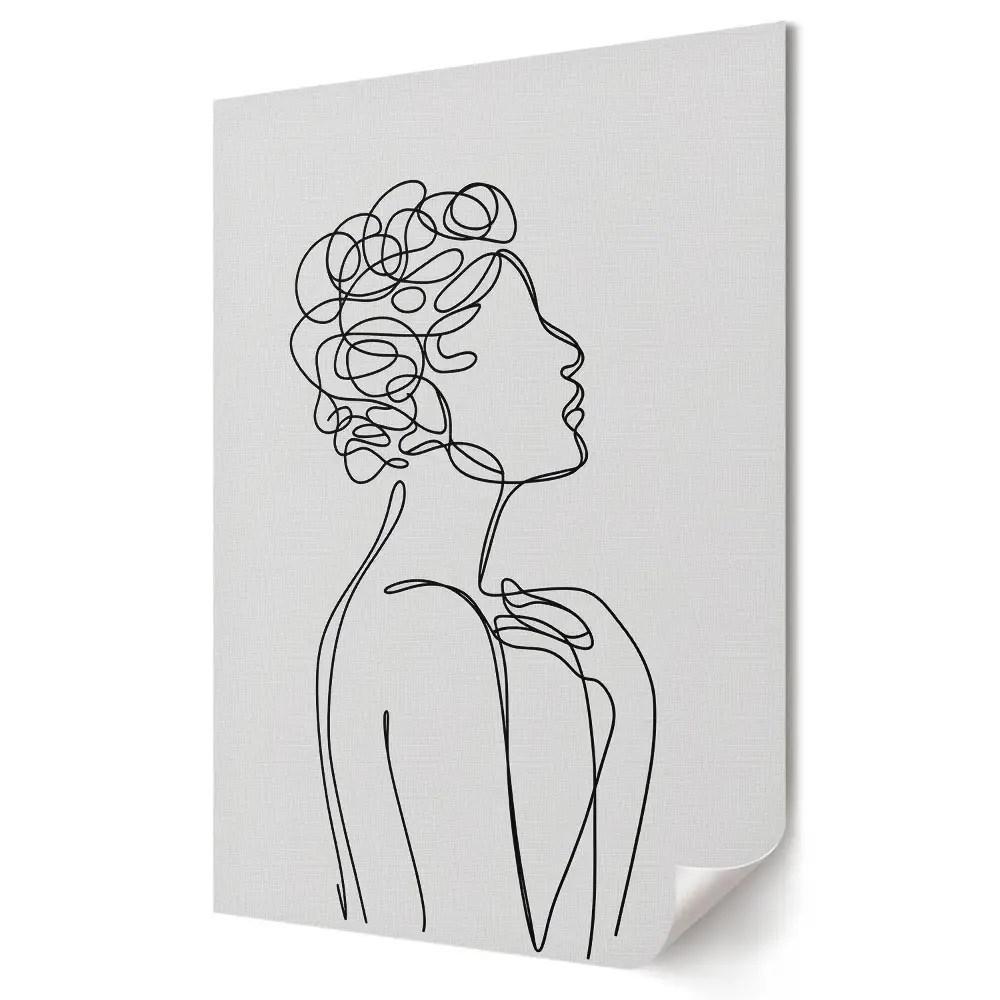 Poster de perete cu portret feminin minimalist realizat din linii