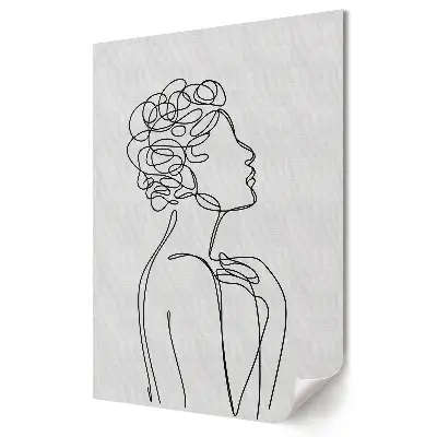 Poster de perete cu portret feminin minimalist realizat din linii