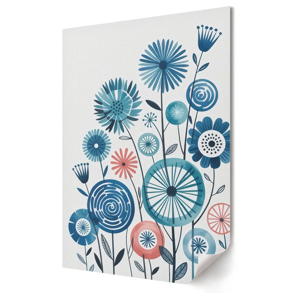 Poster decorativ cu aranjament floral în nuanțe de albastru