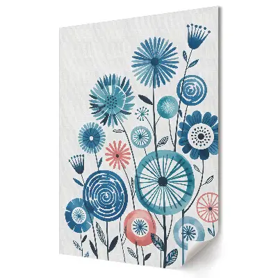 Poster decorativ cu aranjament floral în nuanțe de albastru