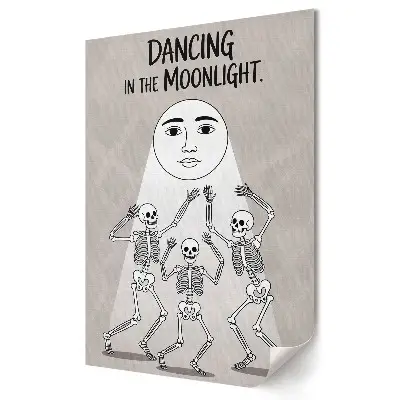 Poster decorativ cu schelete dansând în lumina lunii