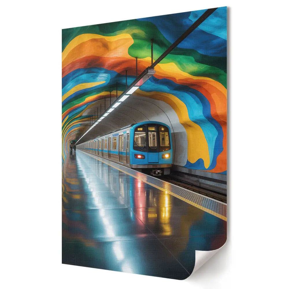 Poster de perete cu tunel de metrou colorat în oraș