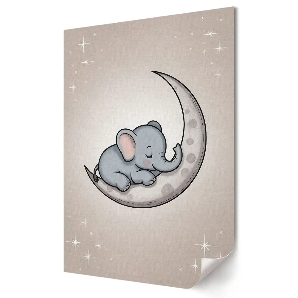 Tablou canvas cu elefant drăguț pe nor lunar