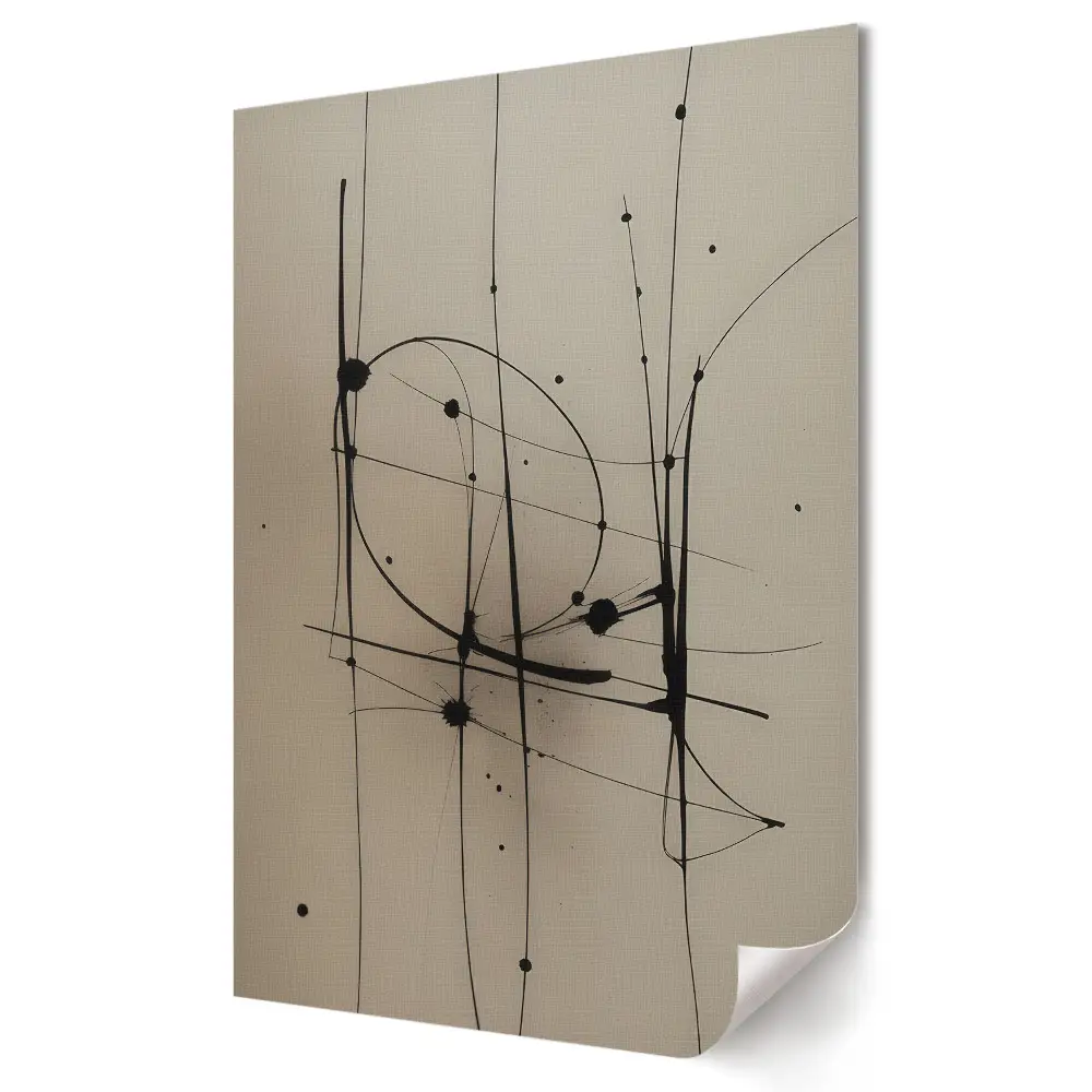 Tablou canvas cu grafică abstractă cu linii pe fundal neutru