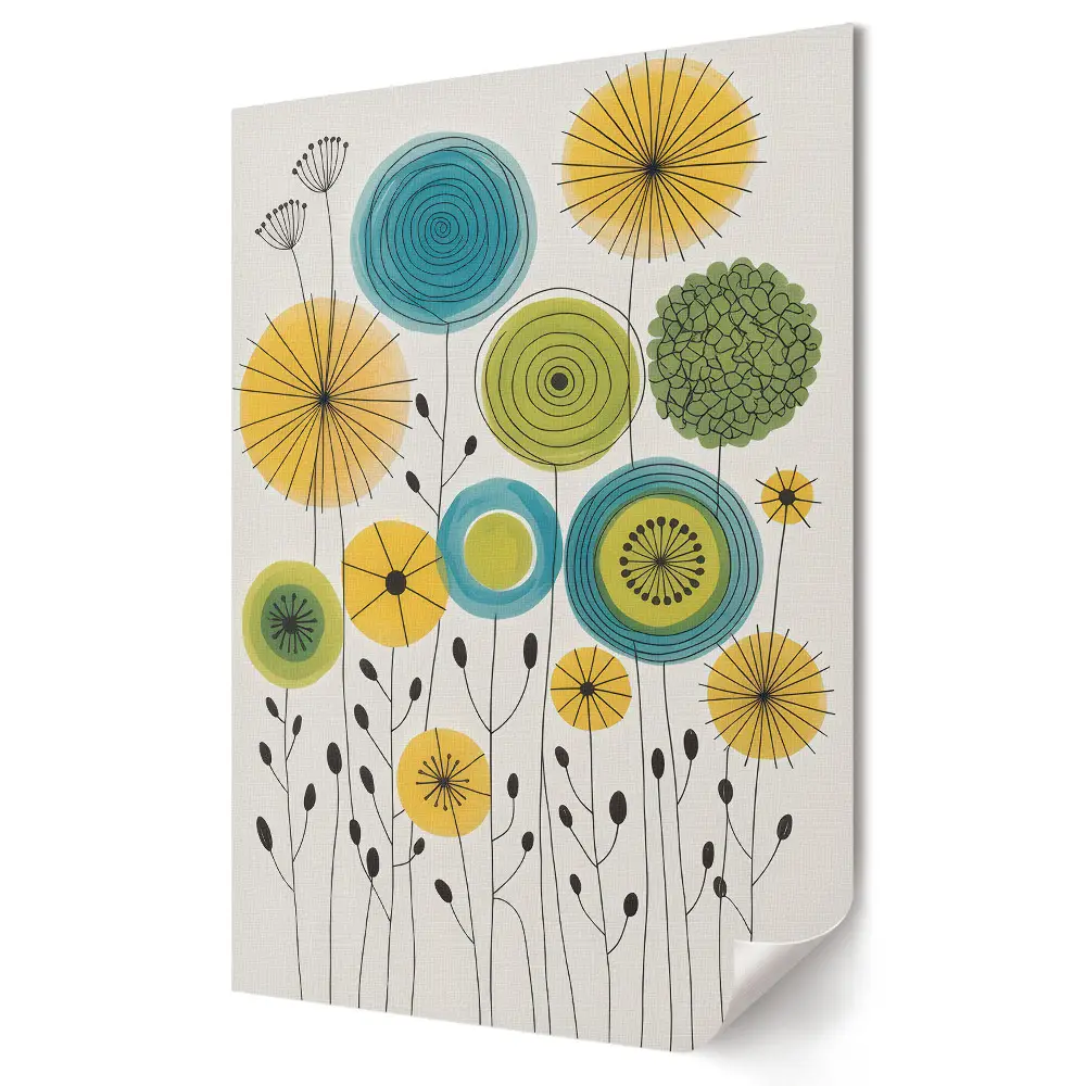 Tablou canvas modern cu grafică florală colorată