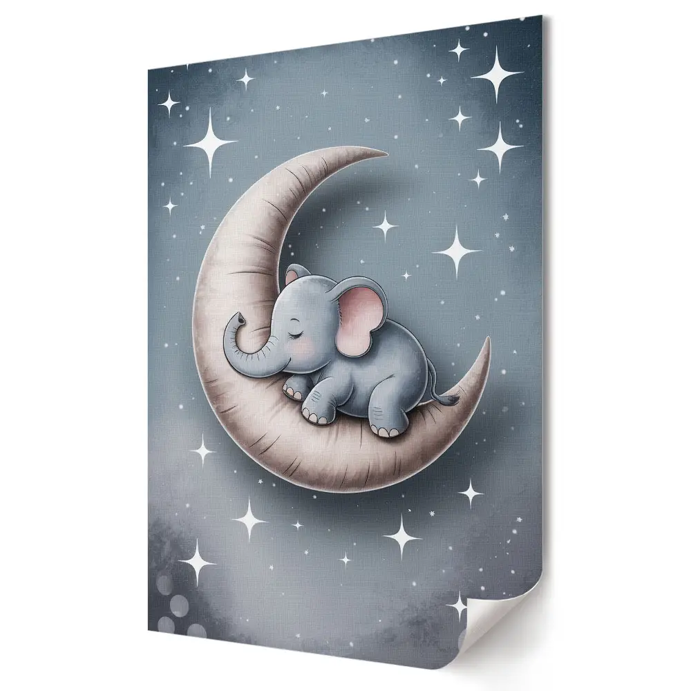 Tablou canvas cu elefant drăguț pe Lună