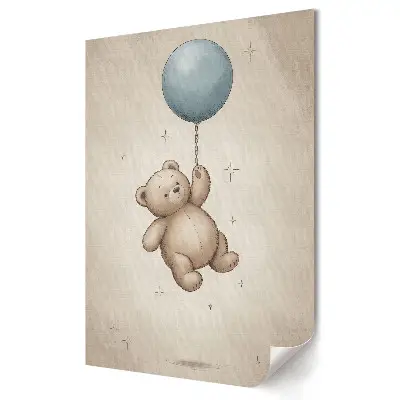 Poster de perete cu ursuleț de pluș și balon în nori