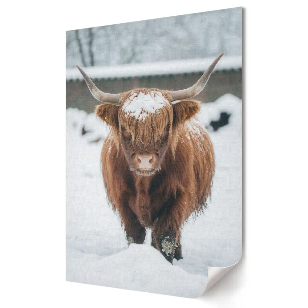 Poster decorativ cu peisaj de iarnă și vite Highland