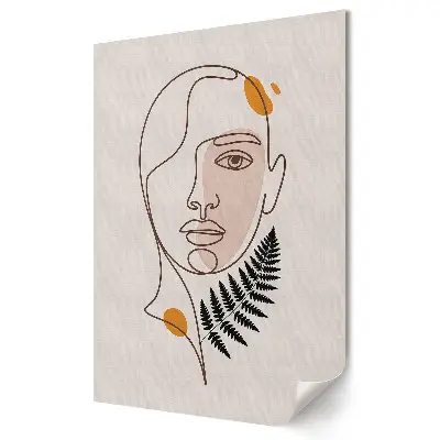 Poster de perete cu portret minimalist și accent floral