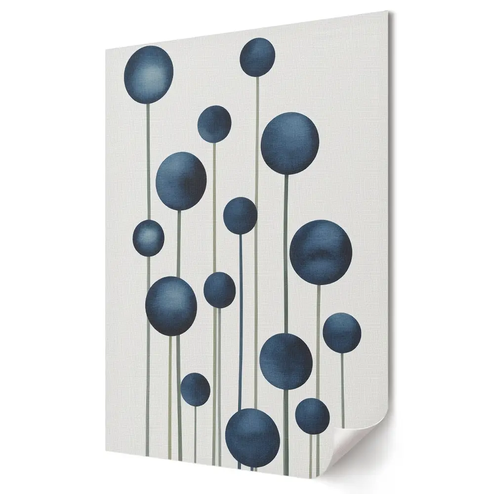 Tablou canvas cu grafică murală abstractă cu bile albastre