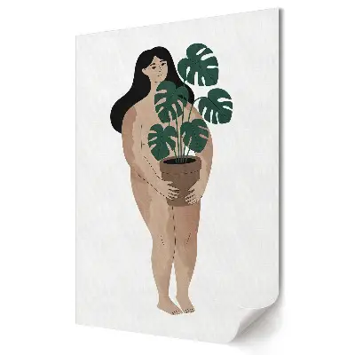 Tablou canvas reprezentând o femeie cu o plantă în ghiveci
