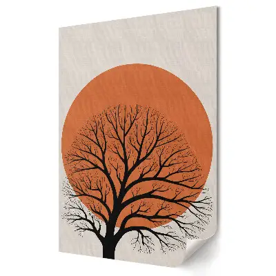 Poster decorativ Tufiș negru în soare portocaliu
