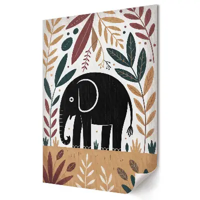 Tablou artistic pe pânză cu elefant alb-negru în vegetație