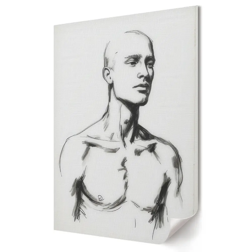 Poster decorativ cu schiță minimalistă a unei siluete masculine