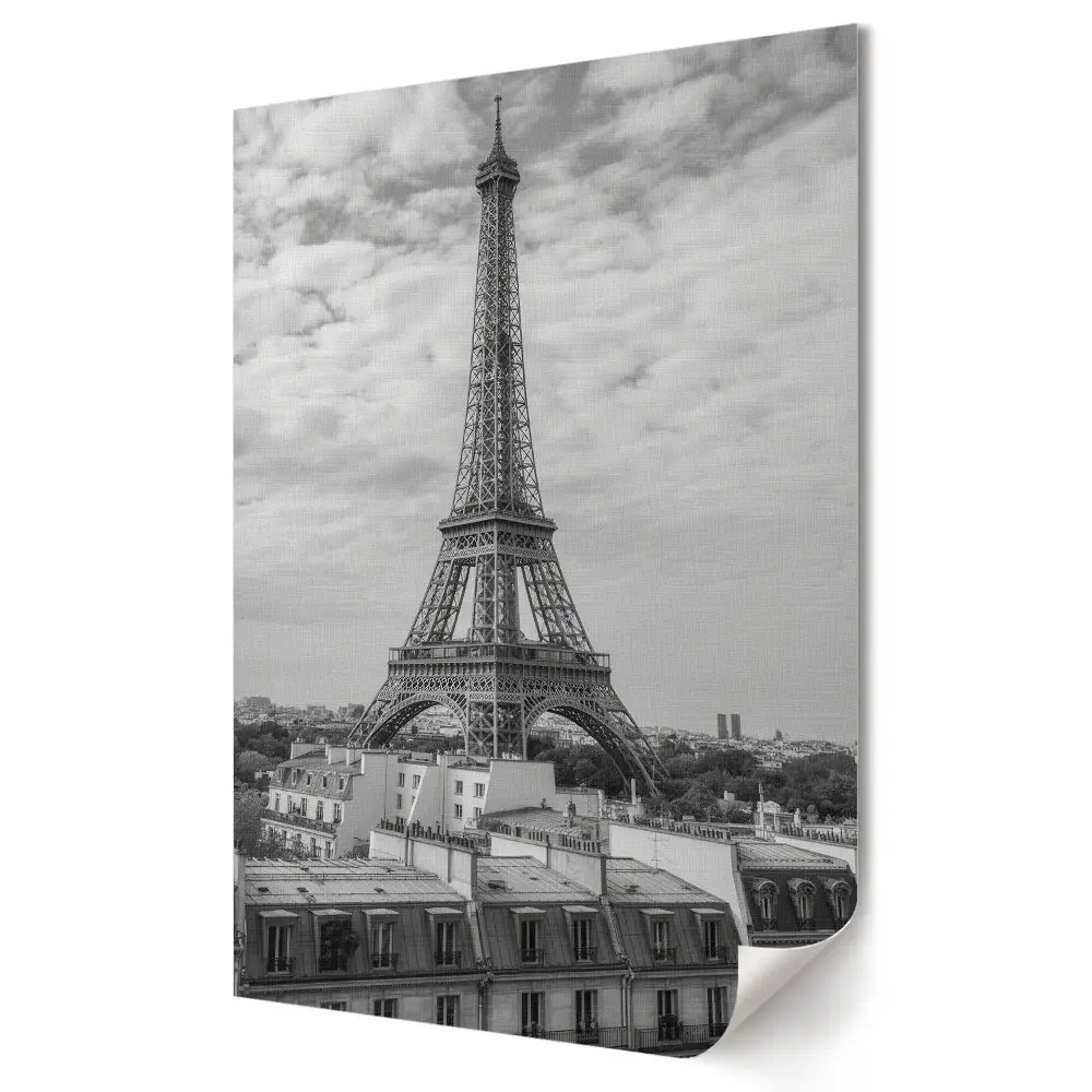 Poster de perete cu Turnul Eiffel alb-negru