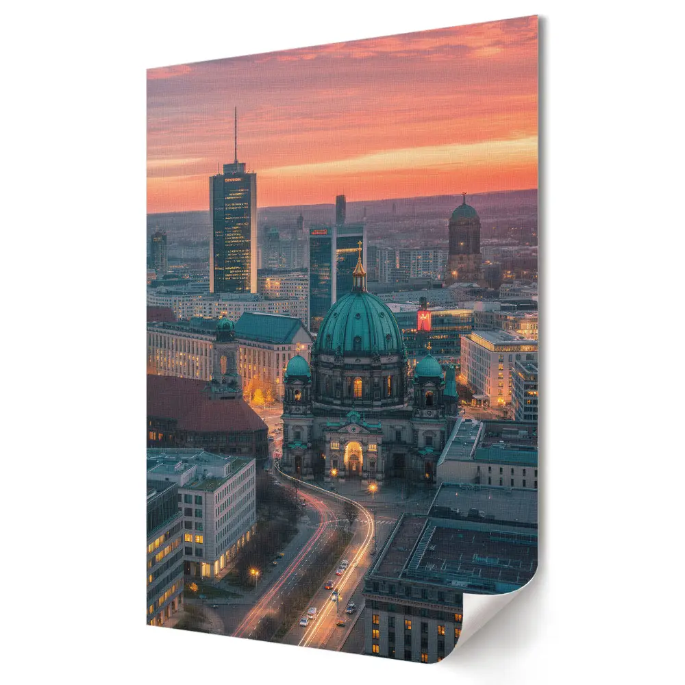 Poster decorativ cu apus de soare peste Berlin