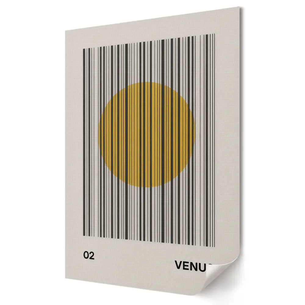 Poster decorativ cu cod de bare și cerc galben