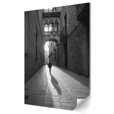 Poster de perete O plimbare solitară pe o stradă alb-negru